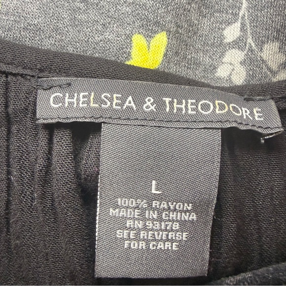 Chelsea & Theodore Black Tassel Tie Rayon Blouse - Large - Picture 2 of 5